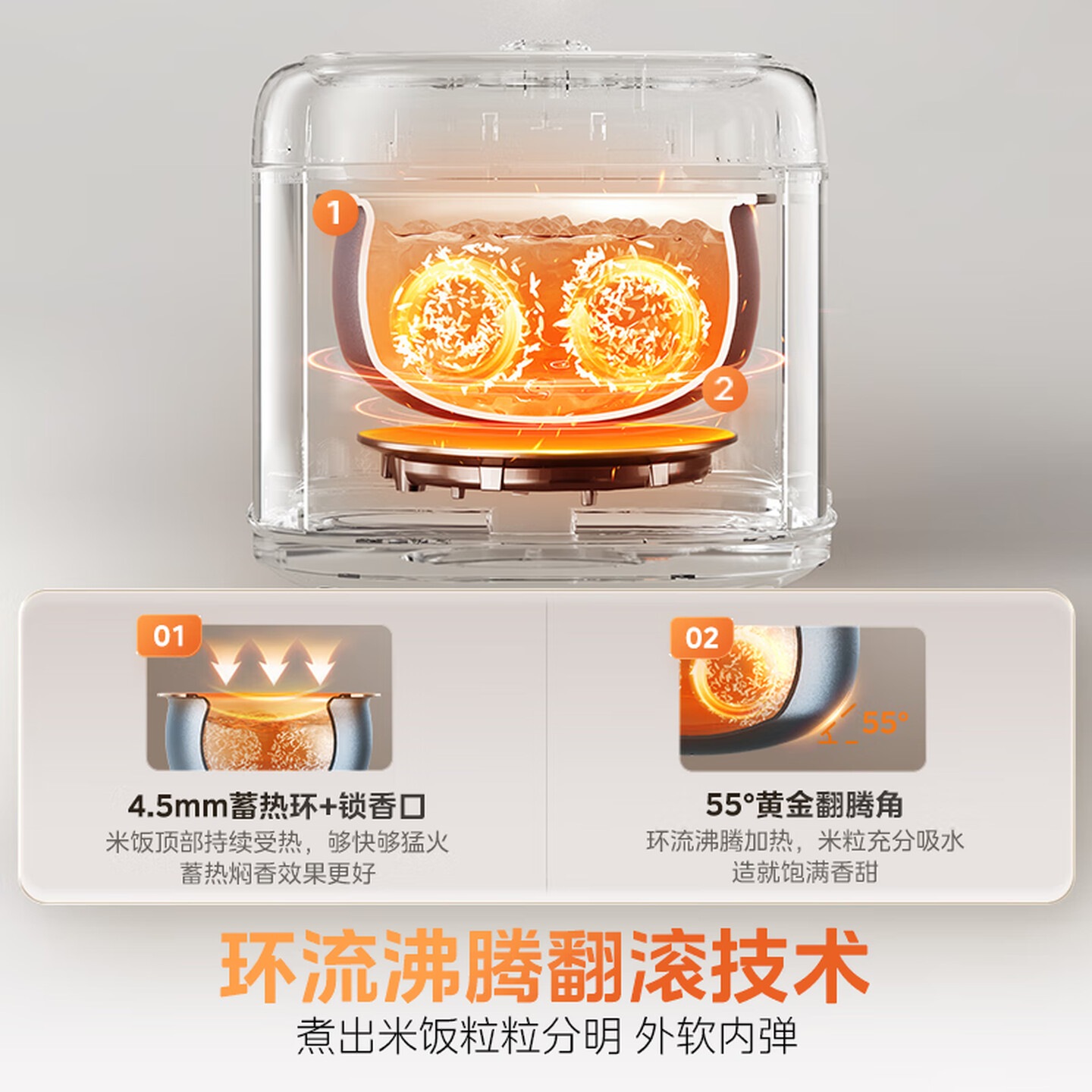 美的(Midea) 电饭煲4L电饭锅抗菌青瓷内胆 赤炎双热源一键柴火饭特色蛋糕多功能家用3-4人MB-4E02R高清大图