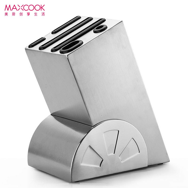 美厨(maxcook)不锈钢刀架 MCWA-DJ001 (刀座 适用不同大小刀具 6个刀槽 可拆卸易清洗 加厚不锈钢)