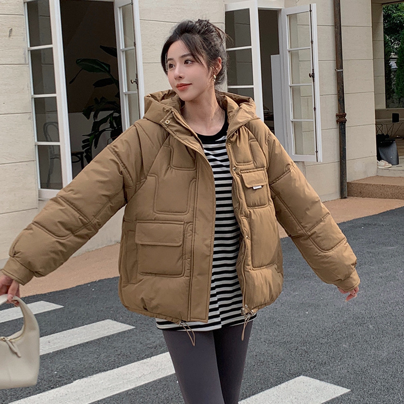 2024新款网红学生连帽棉服女韩版小个子棉衣冬季大码面包服短外套