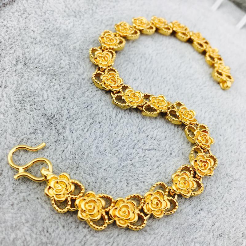 新款金星星花朵仿黄金手链女越南沙金手链时尚百搭饰品不色送女朋友老婆生日礼物送女朋友七夕情人节礼物