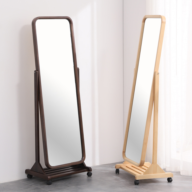 全穿衣镜立式家用闪电客全身镜子木质支架落地镜北欧风格卧室试衣镜