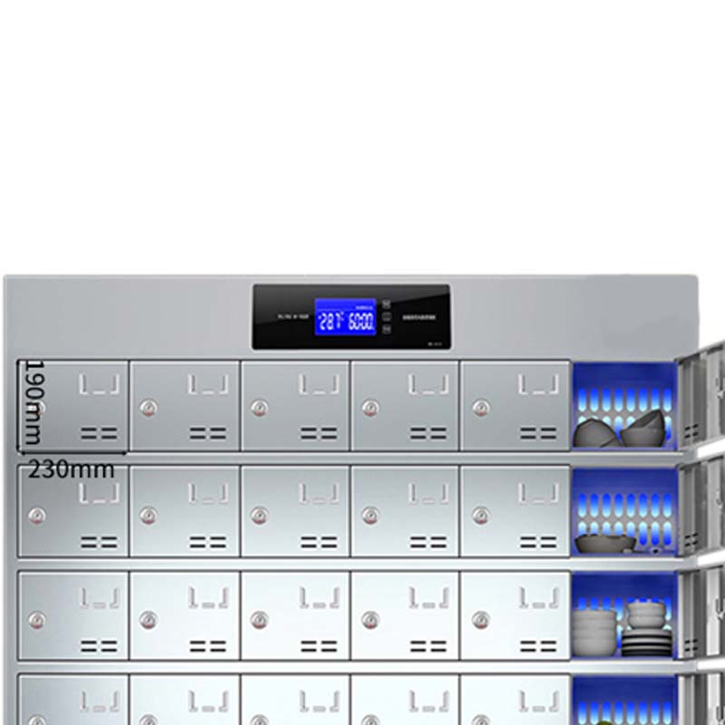 汉诺鑫威不锈钢员工食堂消毒碗柜餐厅紫外线高温餐盘餐具柜多格饭盒储物柜48门碗柜 紫外线消毒+高温热风循环高清大图