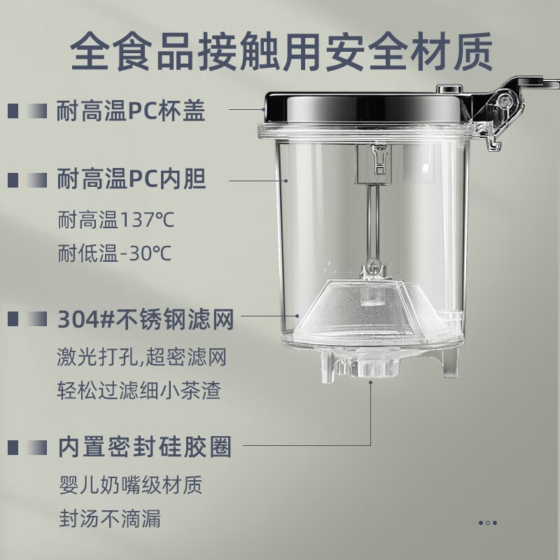 金灶(KAMJOVE) K-203 飘逸杯 泡茶壶 玻璃茶具 (计价单位:套) 透明高清大图