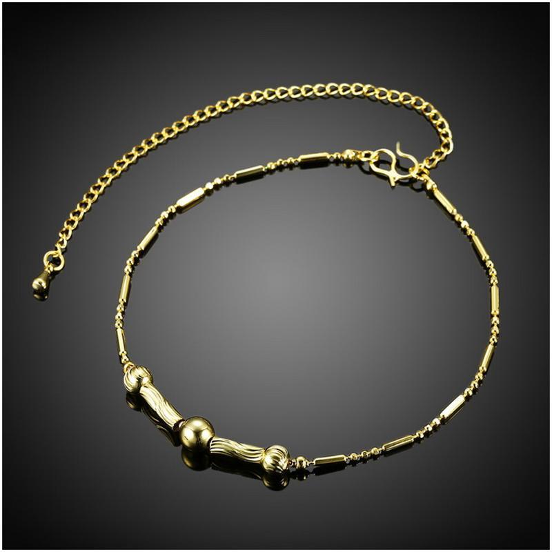 A053-A Women 18K yellow gold anklet jewelry 镀黄金色女脚链潮