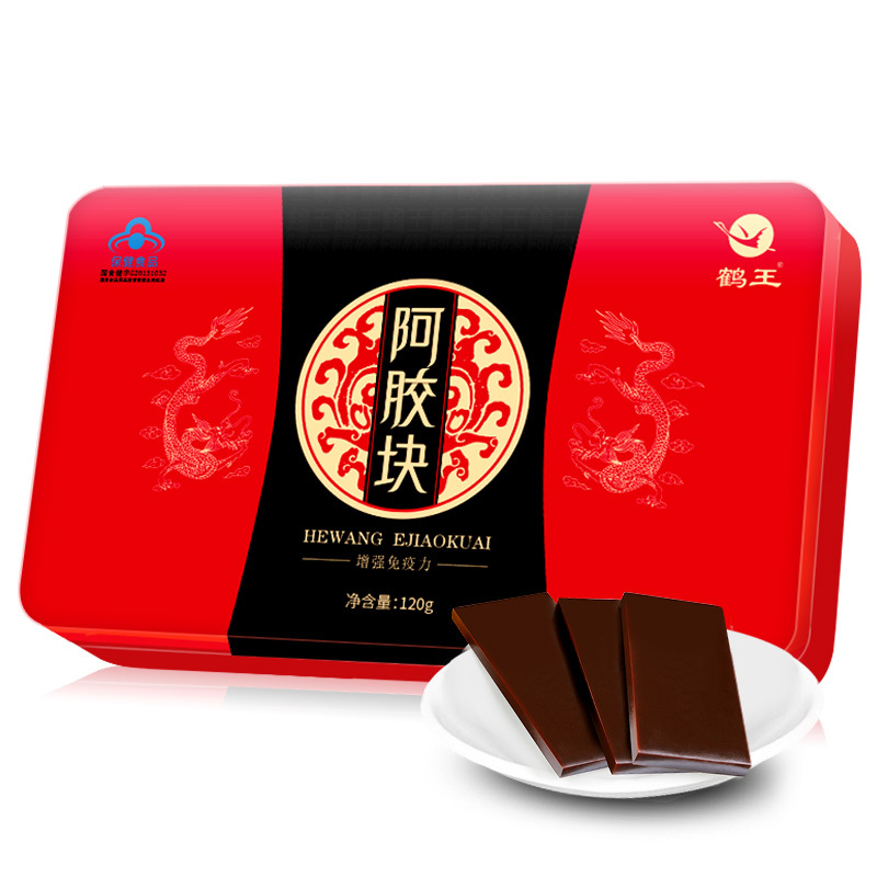 鹤王阿胶块120g打粉熬 阿胶糕即食阿胶固元膏阿娇糕片
