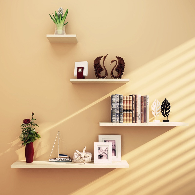 墙上置物架免打孔创意壁挂现代简约一字隔板卧室墙壁墙面装饰架子feng