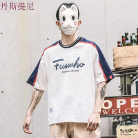 东京衣柜男装夏季文字印花宽松T恤原宿风简单学生潮流休闲短袖男t