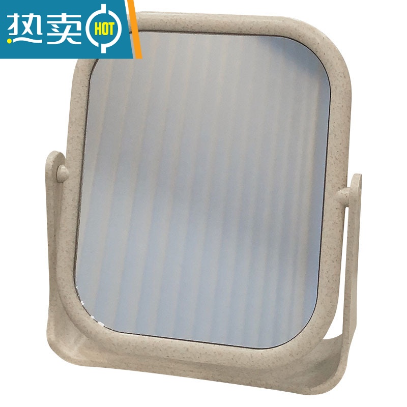 敬平ins风网红化妆镜家用桌面台式梳妆镜学生宿舍少女心双面镜子便携便携式用镜 紫色方形(有送笔)高清大图