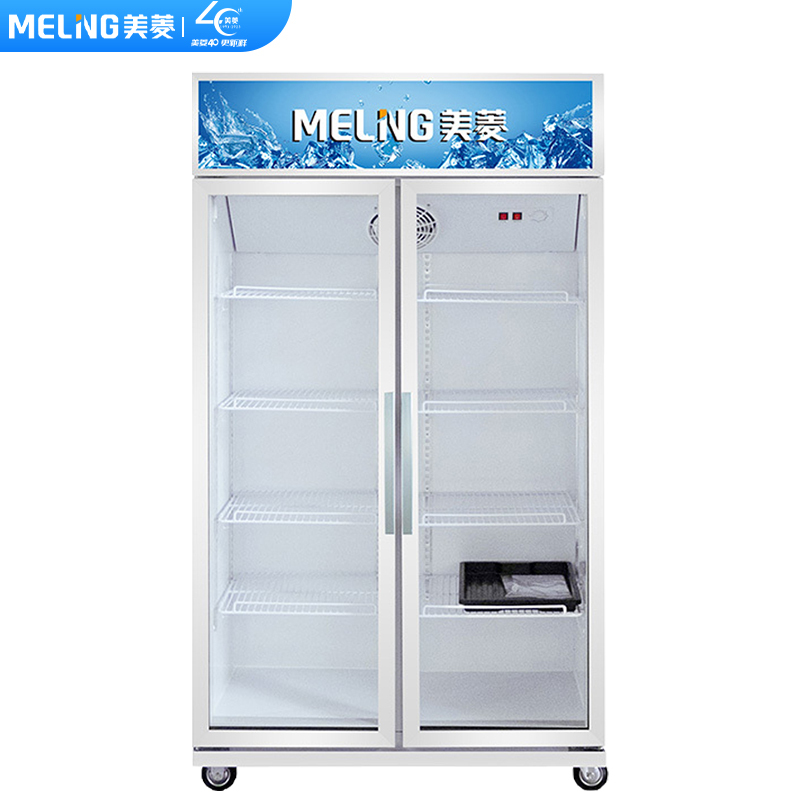 美菱SC-660WD2M2商用饮料冰柜展示柜 立式单温双门大容量展示冷柜 便利店冷藏雪柜展示柜