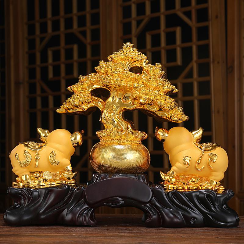 家柏饰(CORATED)财源广进金猪摆件生肖猪发财树店铺开业送礼品收银台吧台摆设高清大图