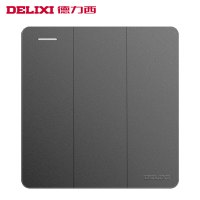 DELIXI德力西开关插座86型家用暗装墙壁三开灯开关按钮3开三联三开单控开关三位三孔开关面板CD821星耀黑