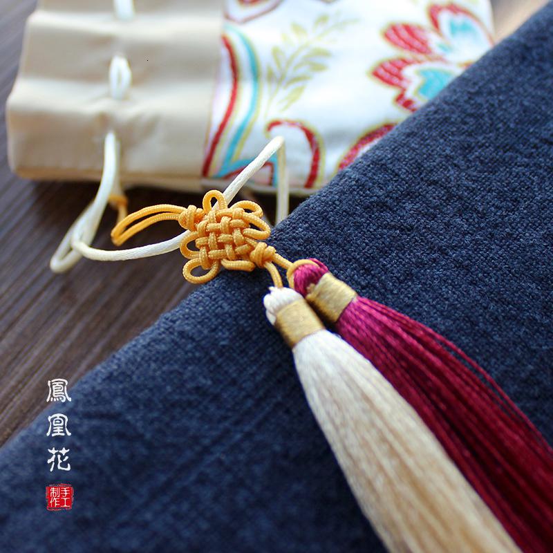 家柏饰(CORATED)手工刺绣香包香囊汉服配饰古风汉服荷包流苏随身腰佩装饰配饰车挂 蓝色雅竹[仅空袋]高清大图