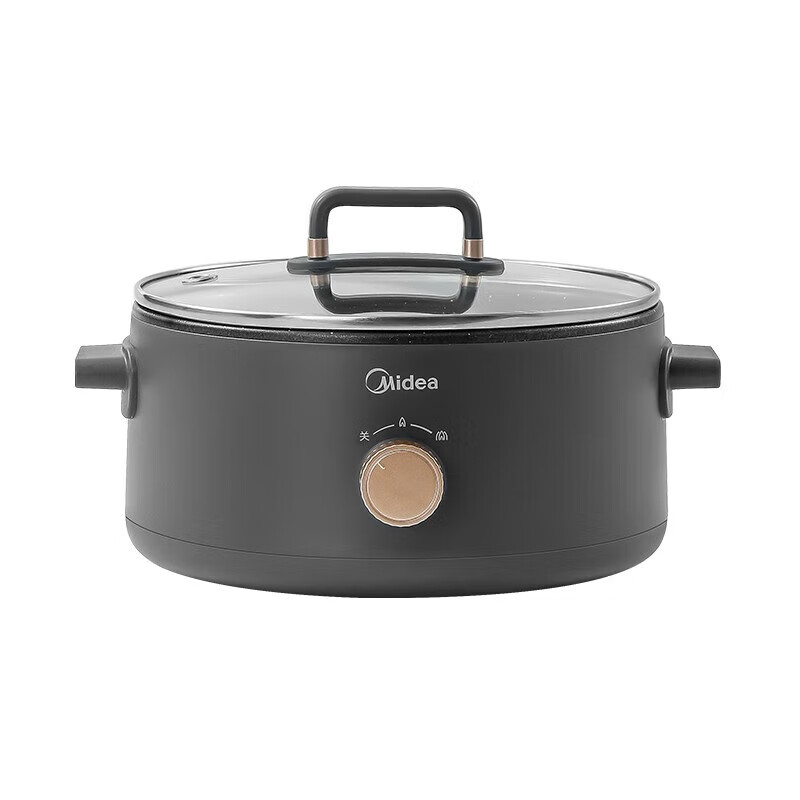 美的 多功能锅电火锅 家用便携 大火力大容量 食品级不粘旋钮式操作快速 ZGE2001 黑色 2L