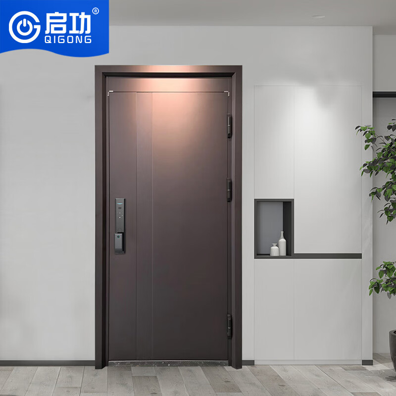 启功防盗门甲级钢制进户门小区单位住宅推拉防盗门QG-FDM5850高清大图