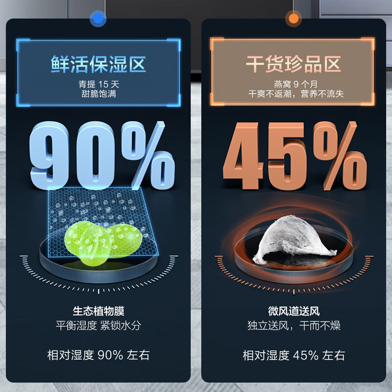 海尔[新品]冰箱509升法式多门四门风冷无霜家用母婴双循环一级双变频干湿分储净味节能嵌入式电冰箱 黑金净味+干湿分储高清大图