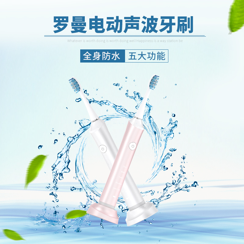 罗曼(ROAMAN) 电动牙刷RM-8872 3D声波震动牙刷成人充电式五档静音美白 便携式旅行盒