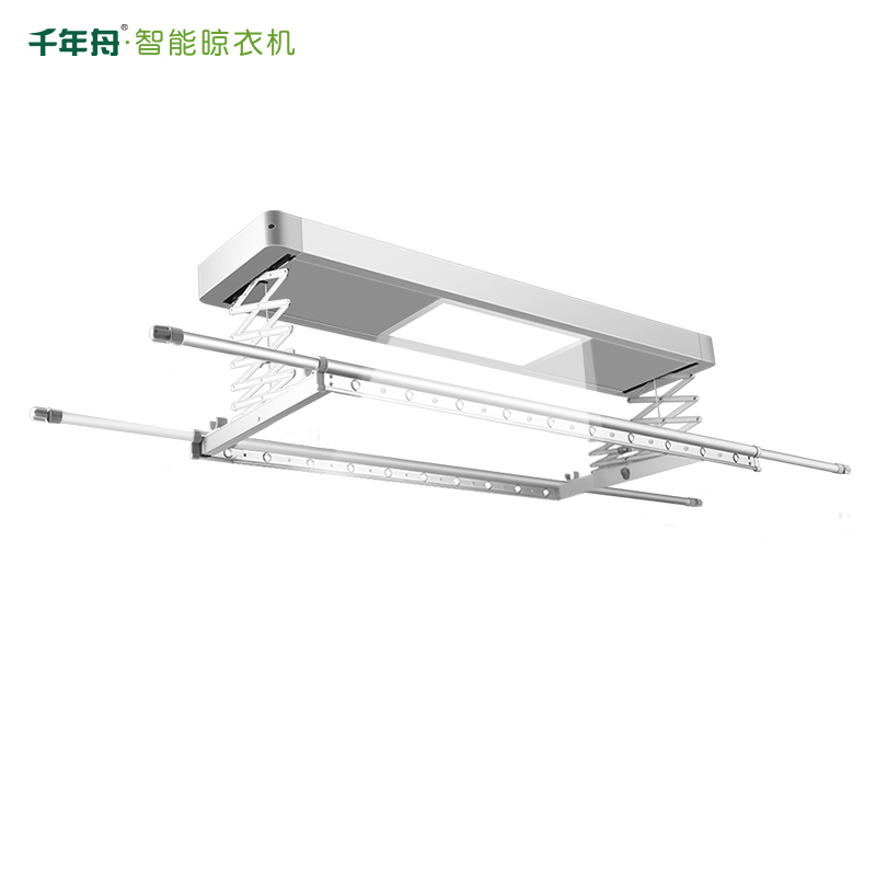 千年舟 电动晾衣架 D30-2 智能无线遥控升降阳台晾衣机(银色)照明款智能晾衣机 两杆1.2-2.4米(可伸缩)