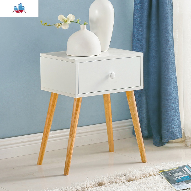 北欧床头柜简约现代储物柜实木腿卧室边几日式迷你抽屉柜边角柜 泰