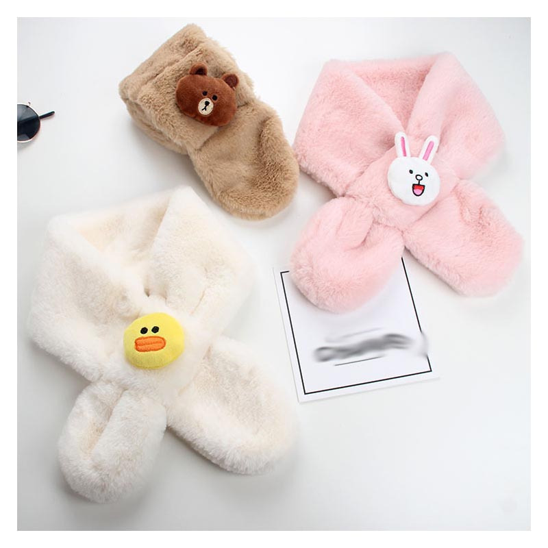 儿童围巾冬季韩版公仔卡通可爱配饰婴儿围巾男女宝宝毛绒围巾保暖小孩