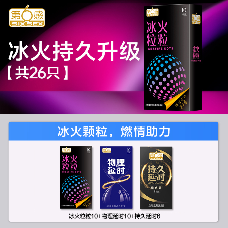 第六感避孕套冰火粒粒G点大颗粒凸点螺纹安全套男用正品旗舰店