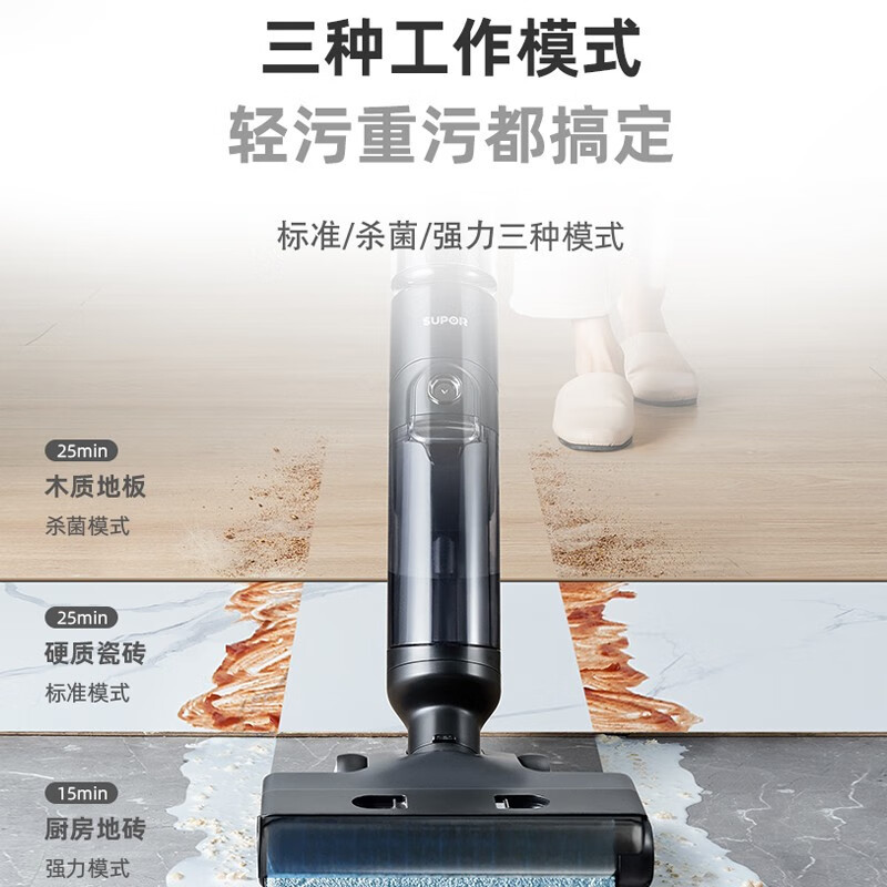 苏泊尔(SUPOR)一键自清洗 固液分离 除尘除菌 家用智能洗地机WV-W01高清大图
