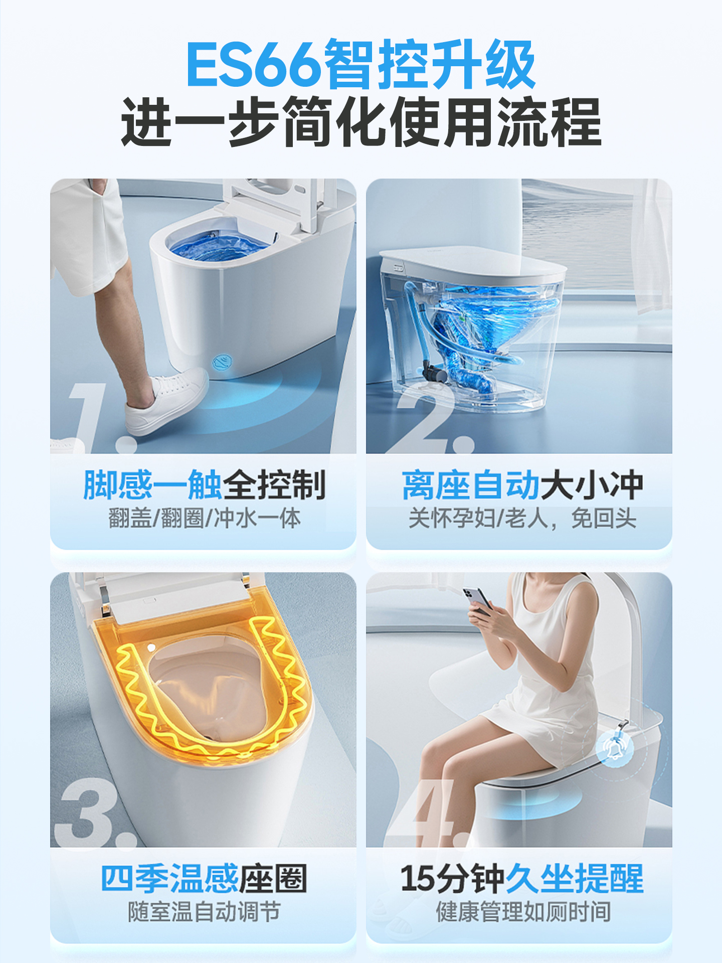 惠达（HUIDA）- ES66 智能马桶节水0压带水箱泡沫盾坐便器座圈加热离座冲水高清大图