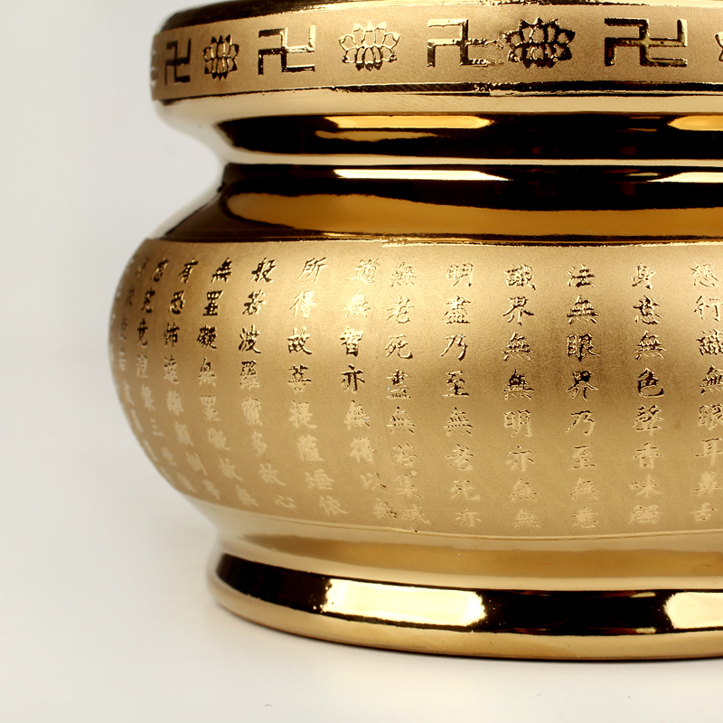 金色陶瓷香炉摆件线香炉供奉财神爷观音菩萨佛像家用室内 三维工匠 4寸黑釉聚宝盆款高清大图