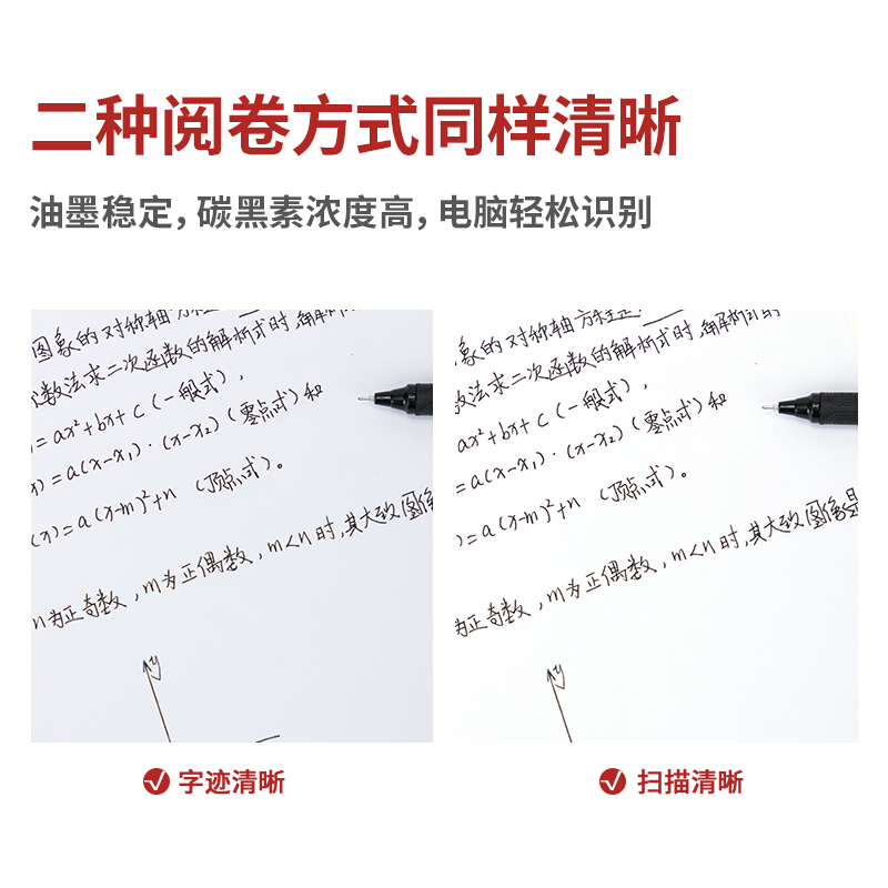 得力(deli)S109连中三元考试中性笔复习签字笔 全针管0.5mm黑色12支/盒