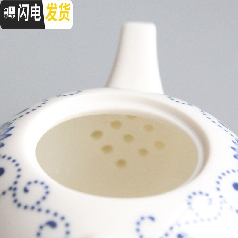三维工匠景德镇青花瓷茶壶家用手把壶壶过滤手工玲珑镂空茶具功夫陶瓷 茶壶、莲贵