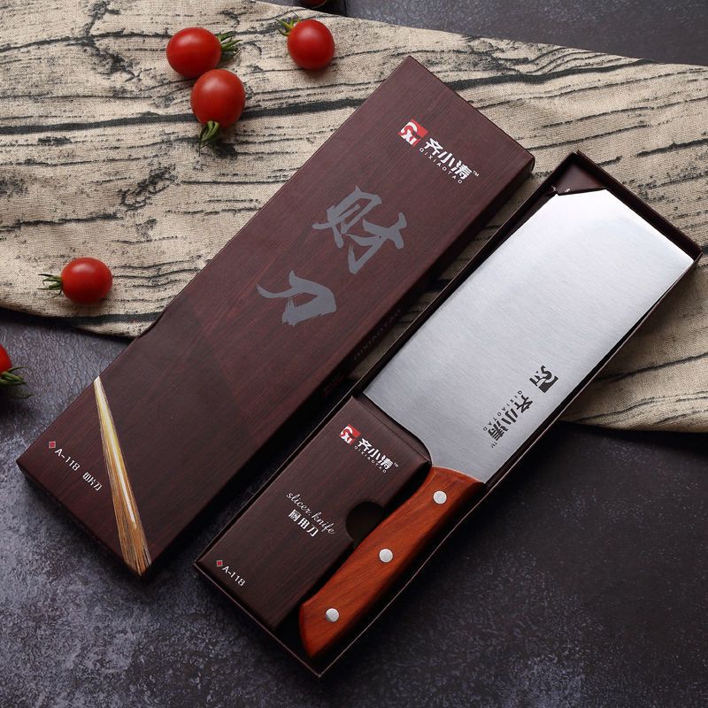 齐小涛菜刀网红快手齐林麒麟厨房切肉刀家用齐骨刀|套装4(切片刀 强力