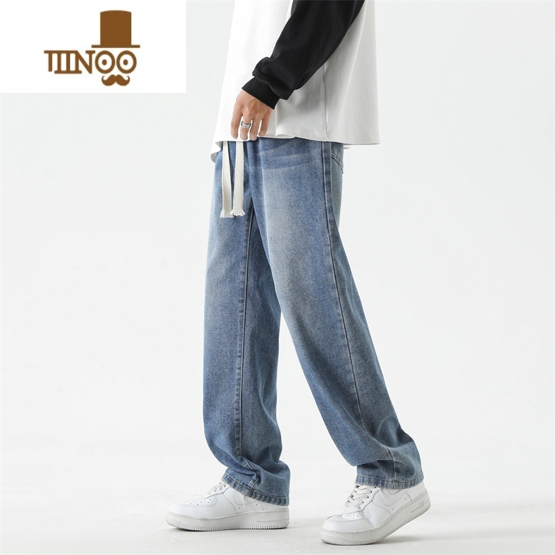 YANXU水洗复古牛仔裤男士新款直筒美式潮牌高街夏季男生休闲长裤子高清大图