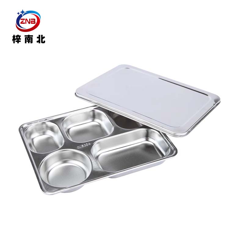 梓南北 304不锈钢餐盘 加深五格款带盖 个高清大图