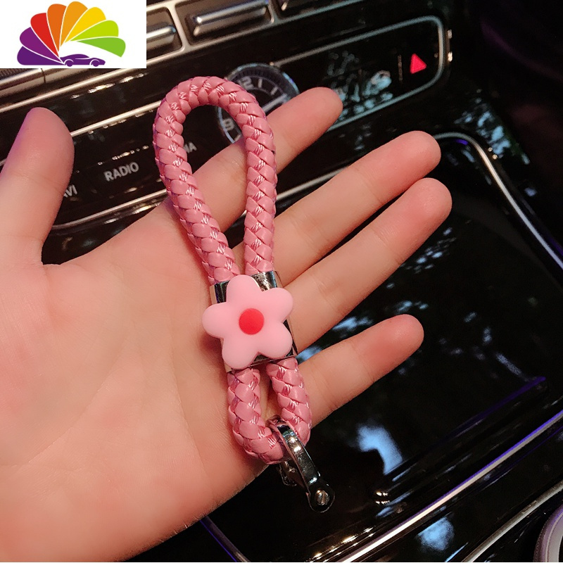 舒适主义卡通汽车钥匙挂绳黑色车用编织钥匙扣个性创意钥匙链小挂件女