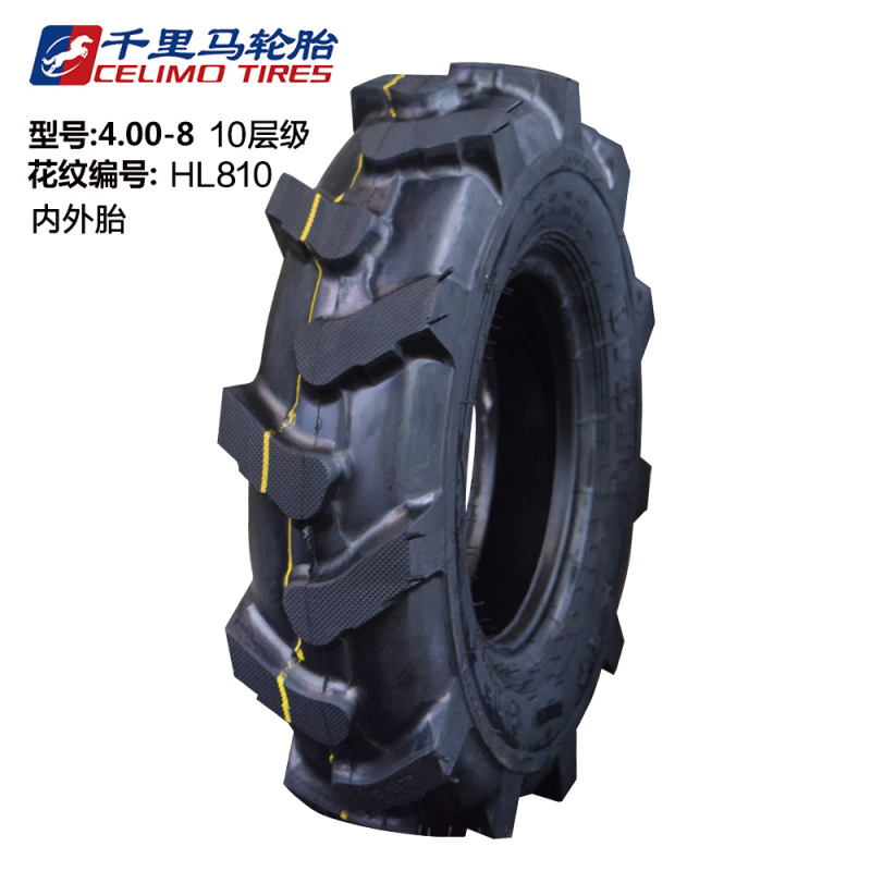 千里马/赤兔马手推车微耕机旋耕机轮胎4.00-8人字胎内外胎10层级
