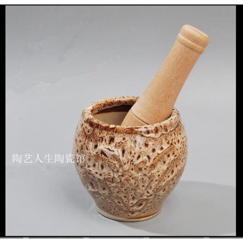 陶瓷蒜臼捣蒜器蒜泥器压蒜器厨房家用砸蒜罐手动捣蒜蒜臼木石臼 四季