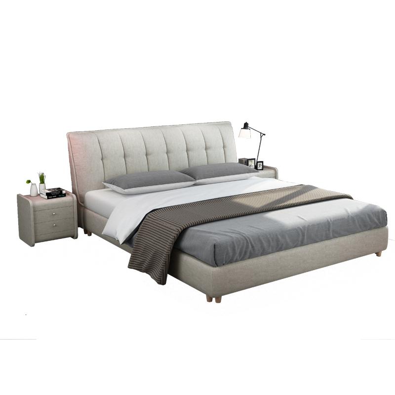 北欧布艺床可拆洗简约现代1.8米双人床小户型主卧榻榻米布床软包 床+1床头柜1800mm*2000mm组装式架子床