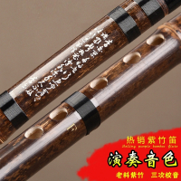 炎黄精制一节紫竹笛子_乐器_专业演奏考级竹笛_成人初学古风横笛 E调+配件