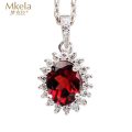 梦克拉 S925银石榴石吊坠 酒红色 芳菲 豪华群镶吊坠 宝石吊坠 酒红色