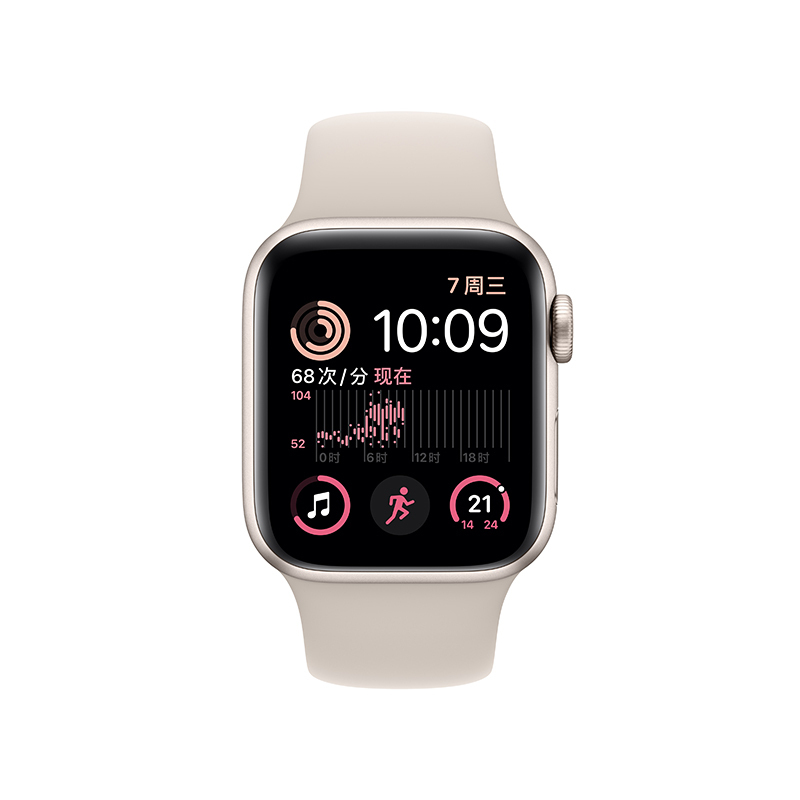 Apple Watch Series SE 智能手表 GPS版 44mm 星光色铝金属表壳 运动型表带
