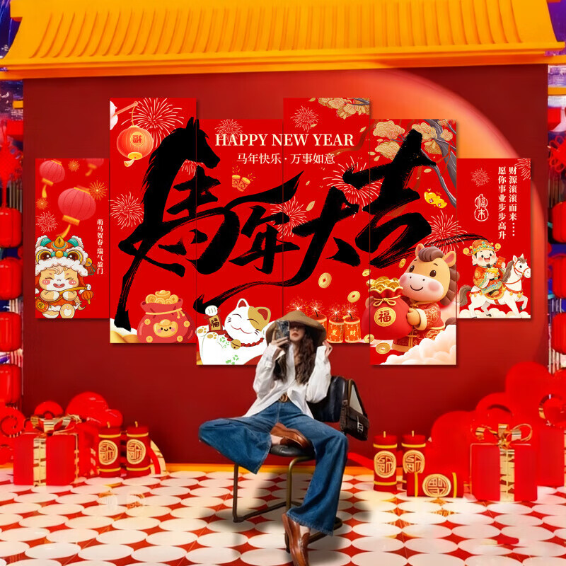 亮电 新春快乐墙贴 1.8m(计价单位:件)高清大图