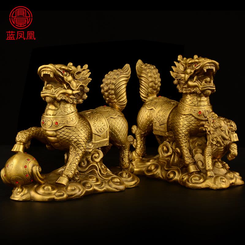 美帮汇铜摆件一对铜大号寓意财富卧室客厅 6号戏珠麒麟一对图片