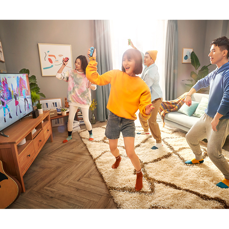 任天堂Nintendo Switch红蓝主机+舞力全开游戏实体卡+耀西的手工世界实体卡 家用游戏机