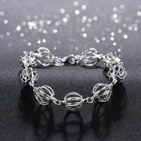 H357Fashion Bracelet 时尚镂空球手链欧美外贸镀925纯银银女首饰送女朋友七夕情人节礼物