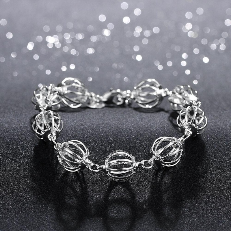 H357Fashion Bracelet 时尚镂空球手链欧美外贸镀925纯银银女首饰送女朋友七夕情人节礼物