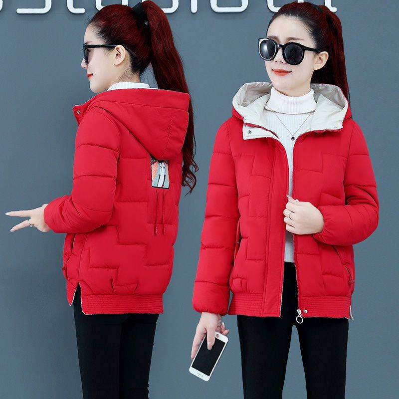 时尚短款连帽羽绒棉服2021冬季女装新款棉袄棉衣宽松加厚保暖外套