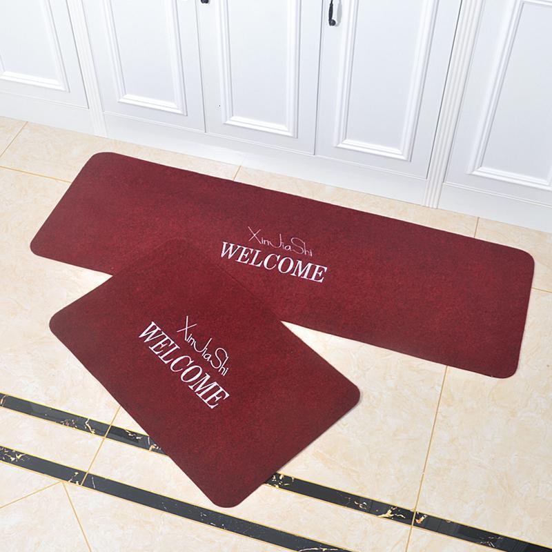 美帮汇厨房地垫北欧风格长条防滑防油脚垫家用吸水垫进卧室移地毯 WELCOME-酒红 50×150cn单条装