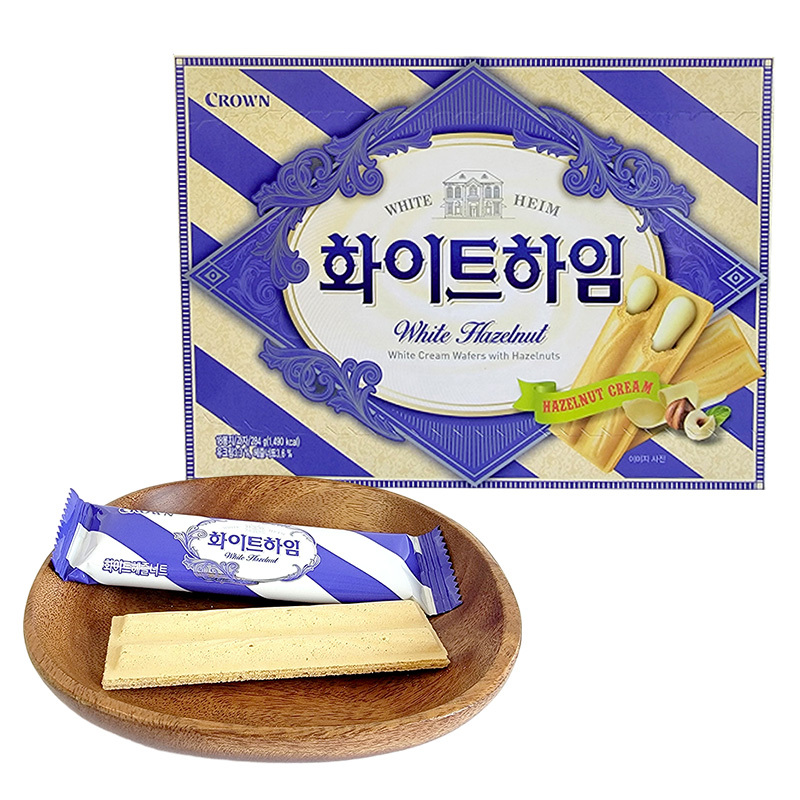 韩国CROWN克丽安奶油榛子威化饼干盒装284g(18条)婚庆休闲零食品