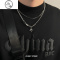 JiMi芒星双层项链男款潮毛衣链轻奢小众设计感嘻哈风情侣男生女锁骨链
