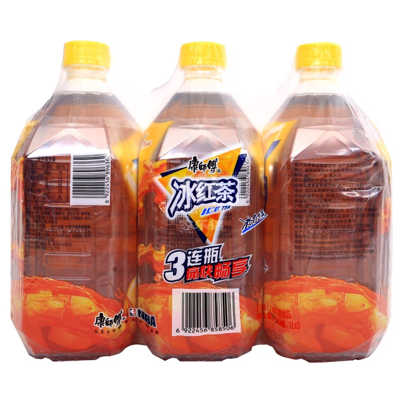 康师傅柠檬味红茶饮料1L*3