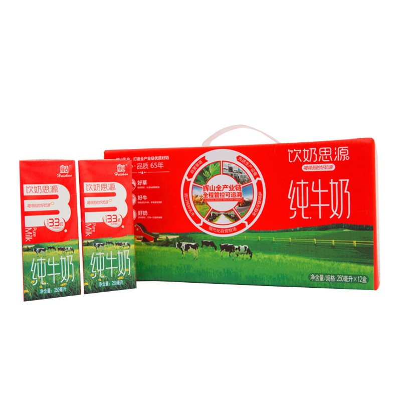 辉山(huishan)饮奶思源利乐砖纯牛奶250ml*12礼盒装